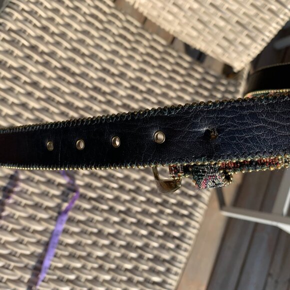 Vintage 80s Tapestry Statement Retro Boho Waist Belt - Picture 10 of 15